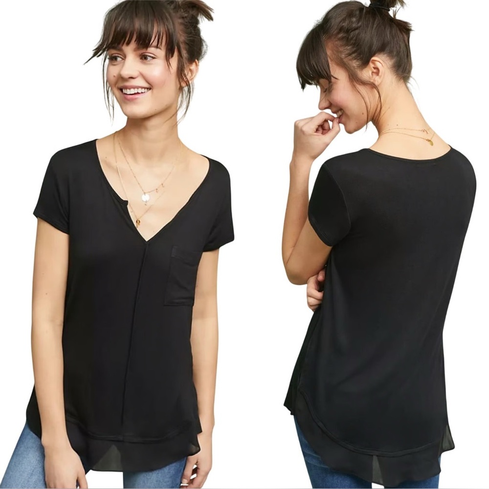 Anthropologie Bordeaux Kerry Pocket Tee